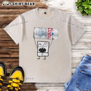Alt Text: Doodlebob holding a Coors Light can, wearing a washed t-shirt, showcasing a fun cartoon character in vibrant colors.