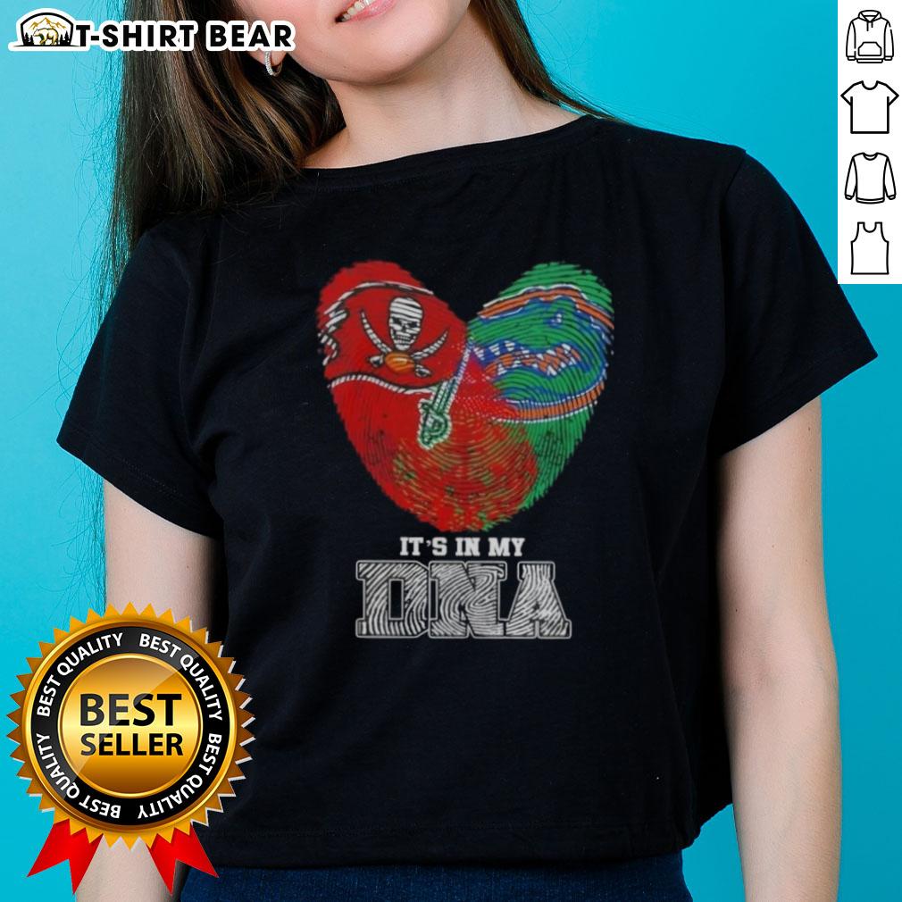 Top Fingerprints Tampa Bay Buccaneers X Florida Gators Ladies Tee showcasing vibrant team spirit and unique design.