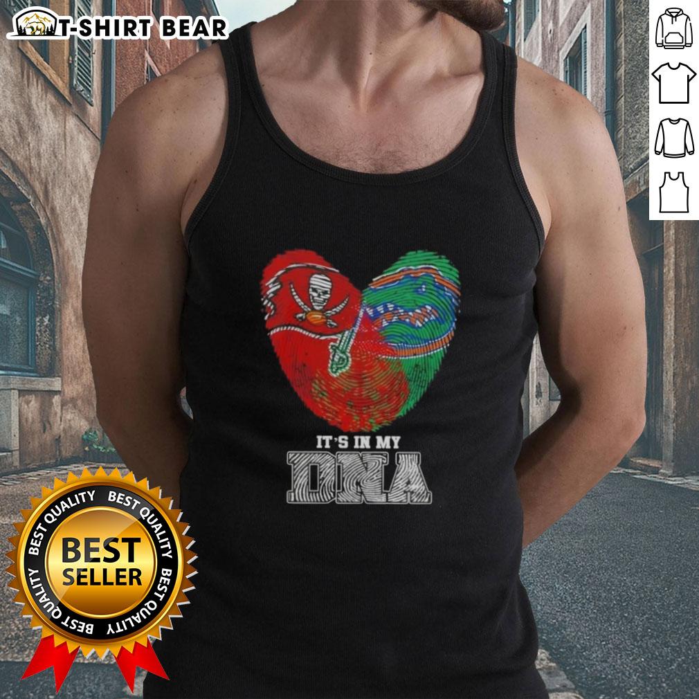 Top Fingerprints Tampa Bay Buccaneers x Florida Gators tank top showcasing team spirit and DNA pride in vibrant design.
