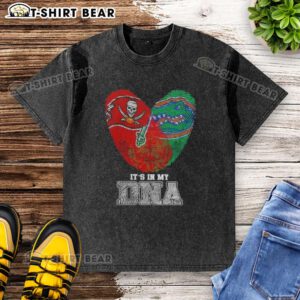 Washed T-shirt featuring 'It's in My DNA' design for Tampa Bay Buccaneers and Florida Gators fans, perfect for game day.
