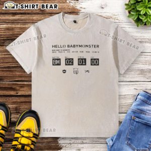 Top Hello Babymonster washed t-shirt featuring a stylish design, perfect for casual wear and trendy outfits.