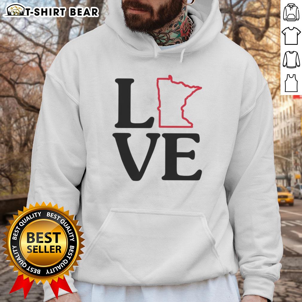 Cozy Top Love Minnesota Outline Hoodie featuring a stylish design, perfect for showing off your Minnesota pride.