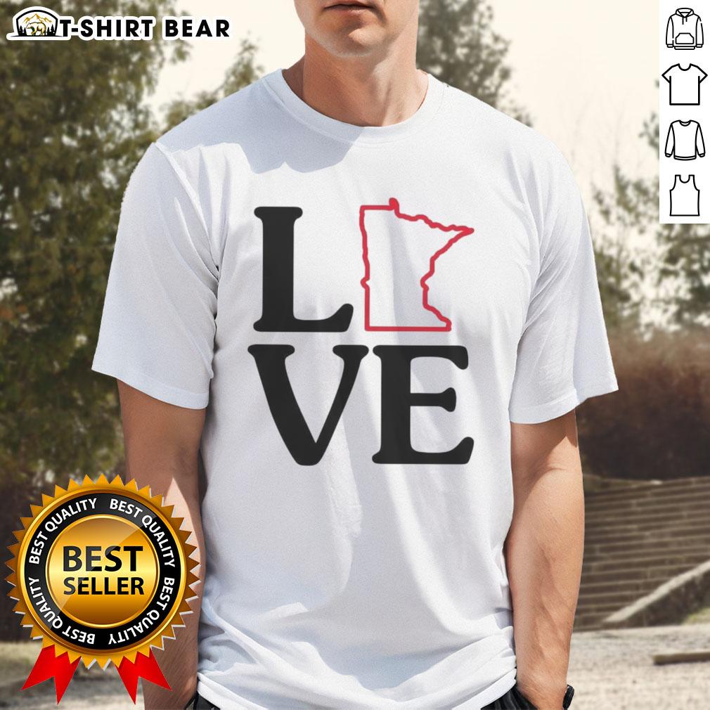 Top Love Minnesota Outline T-Shirt featuring a stylish design with the state outline and heart, perfect for Minnesota fans.