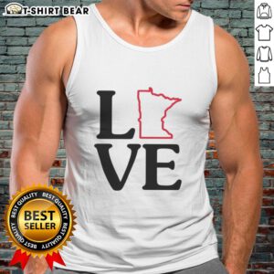 Stylish Top Love Minnesota outline tank top in vibrant colors, perfect for showing state pride in casual wear.