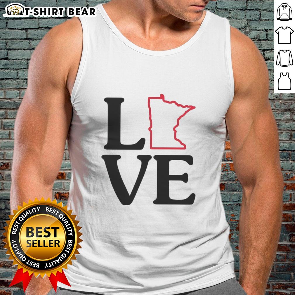 Stylish Top Love Minnesota outline tank top in vibrant colors, perfect for showing state pride in casual wear.