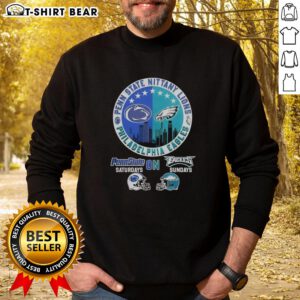 Top Penn State Nittany Lions and Philadelphia Eagles helmet logo mashup sweatshirt design for fans.