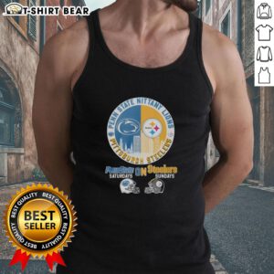 Pittsburgh Steelers and Penn State Nittany Lions helmet logo mashup on a stylish tank top design.