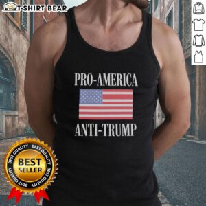 Pro-America anti-Trump tank top featuring bold graphics and a vibrant design for political statement and activism.