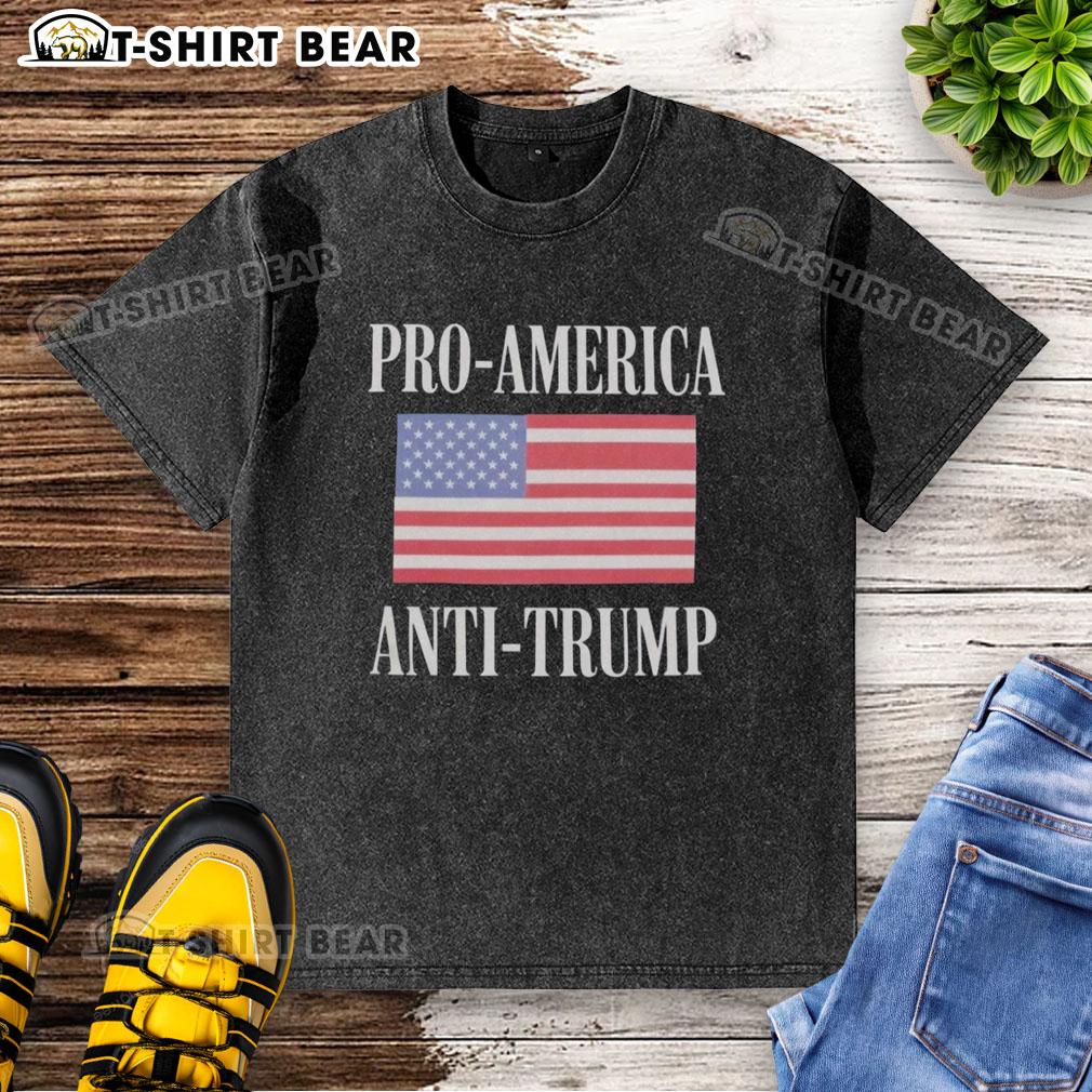 Alt Text: Top Pro America Anti Trump Washed T-Shirt featuring bold graphics and a casual fit for political statement wear.