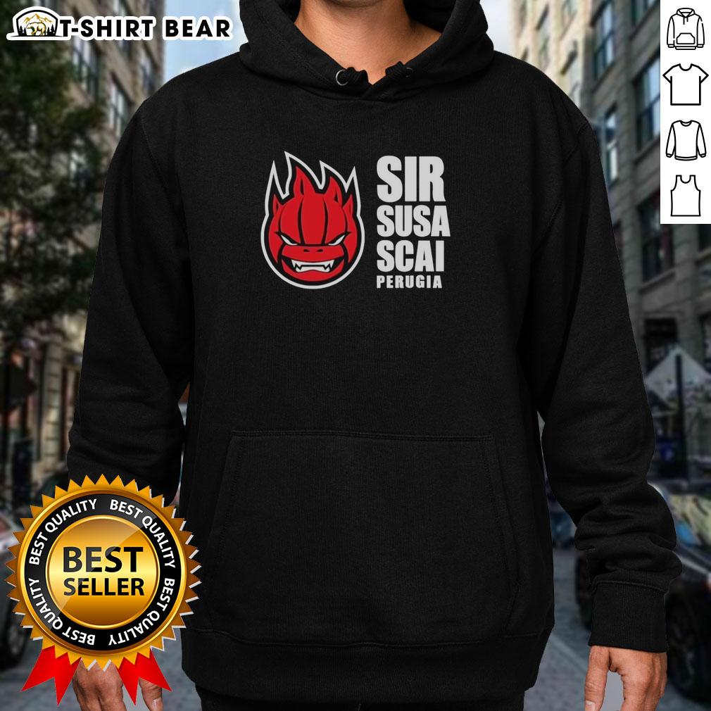Top Sir Safety Perugia logo hoodie featuring a stylish design, perfect for fans and supporters of the team.