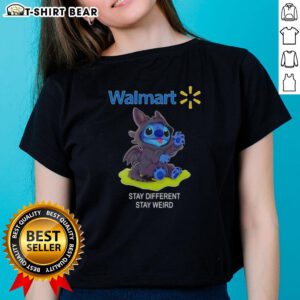 Top Stitch Cosplay Toothless X Walmart Stay Different Stay Weird Ladies Tee featuring a unique dragon graphic design.