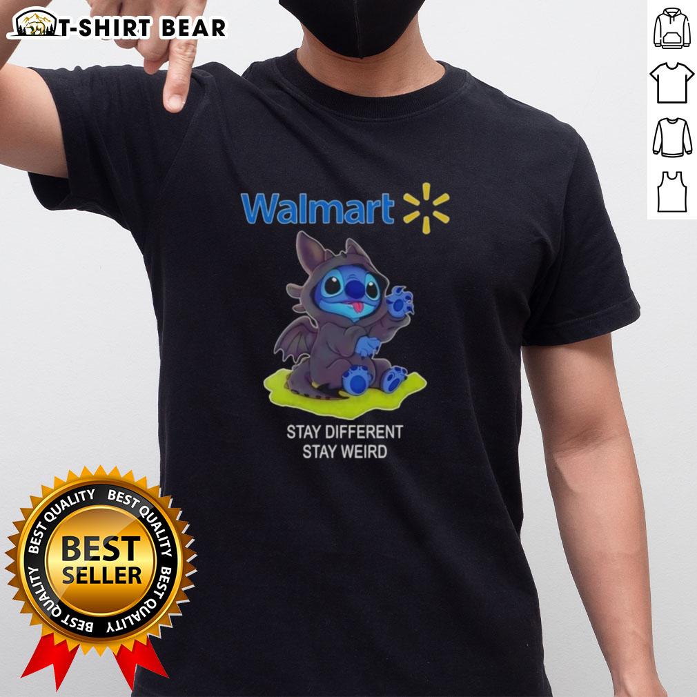 Top Stitch Cosplay Toothless X Walmart Stay Different Stay Weird T-Shirt featuring Toothless design and vibrant colors.