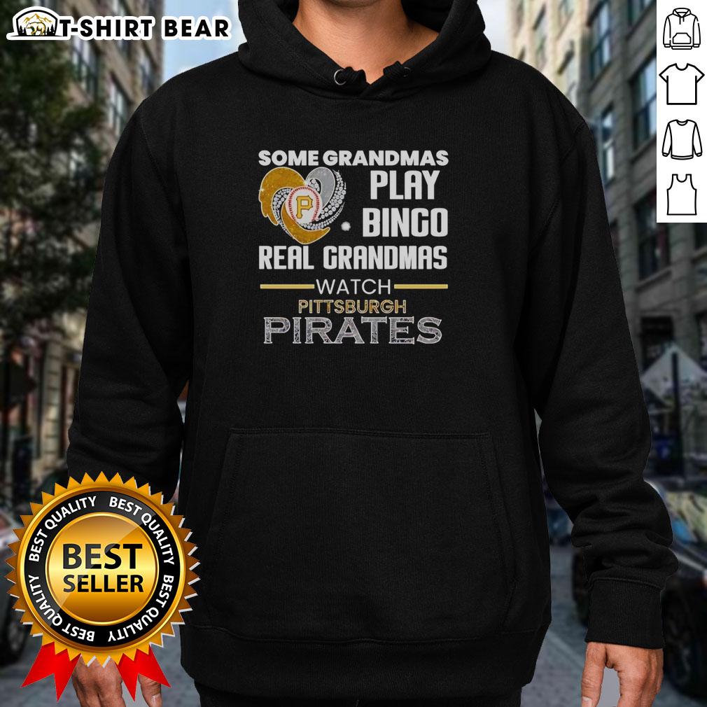 Awesome Pittsburgh Pirates hoodie in diamond heart shape, perfect for grandmas who love bingo and baseball.