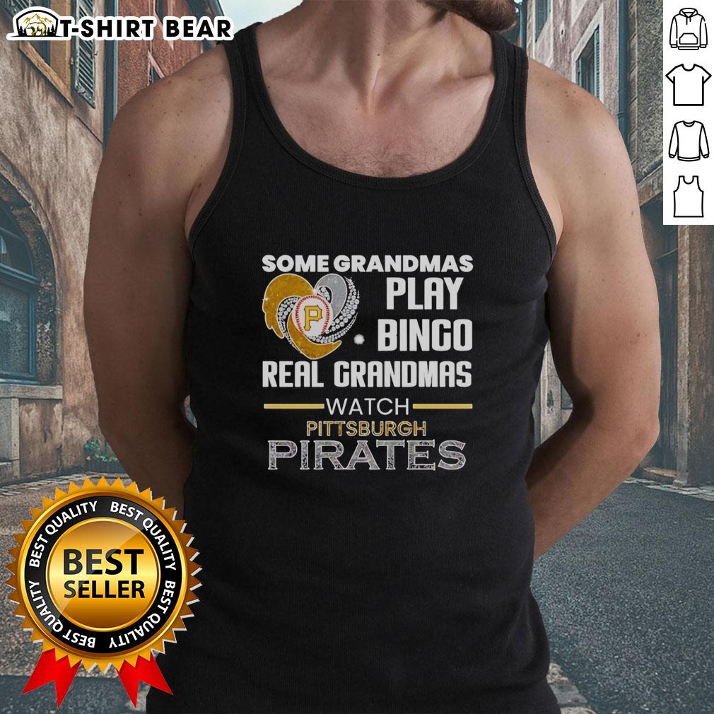 Awesome Pittsburgh Pirates tank top featuring grandmas playing bingo in a heart shape design, perfect for fans.