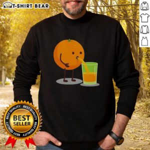 Good Orange Juice character in a cute design on a cozy sweatshirt, perfect for juice lovers and vibrant fashion enthusiasts.