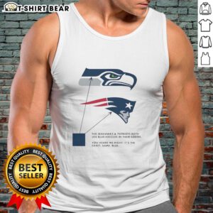 Tank top featuring logos of Seattle Seahawks and New England Patriots, showcasing blue color 002244.