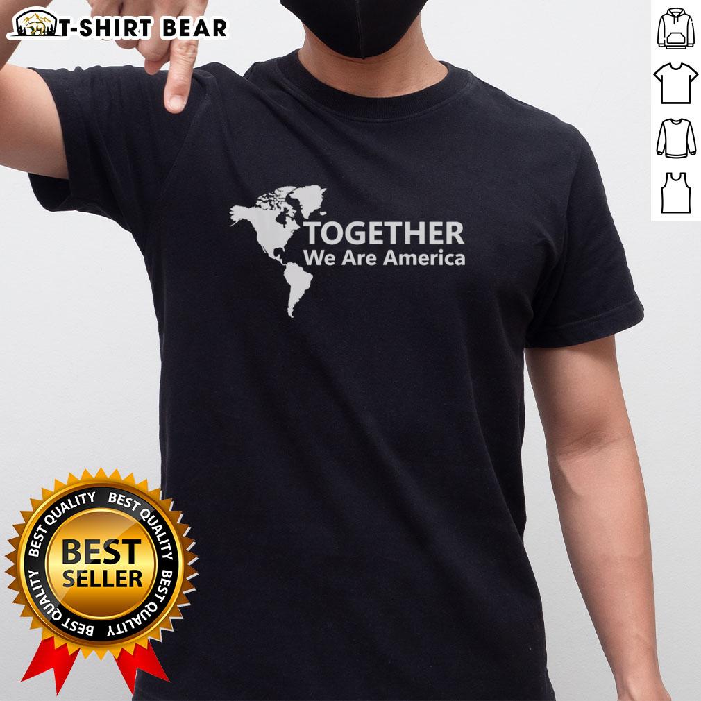 Good Together We Are America t-shirt featuring a vibrant map of the USA, perfect for patriotic fashion enthusiasts.