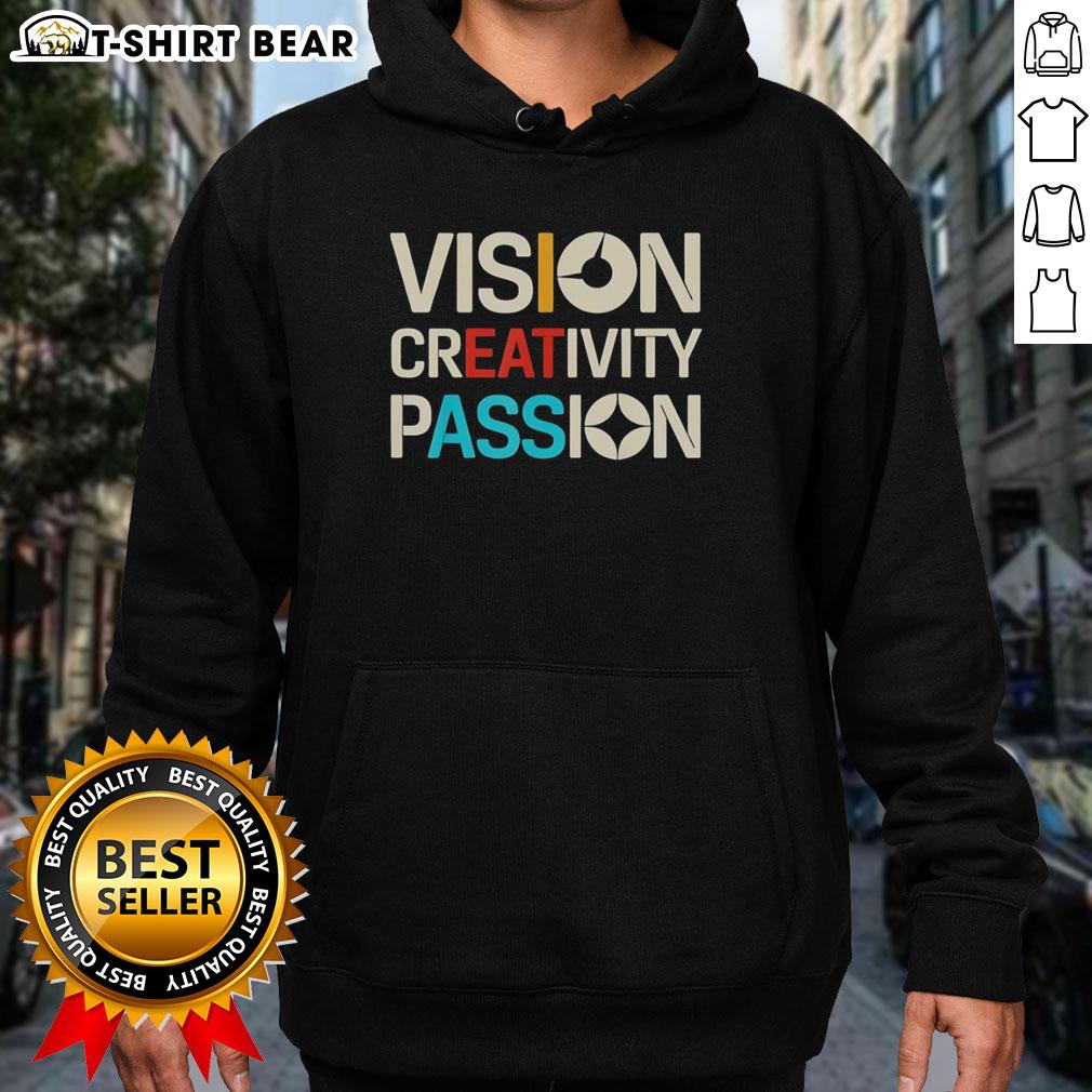 Good Vision Creativity Passion graphic art hoodie featuring vibrant designs and inspirational motifs for artistic expression.