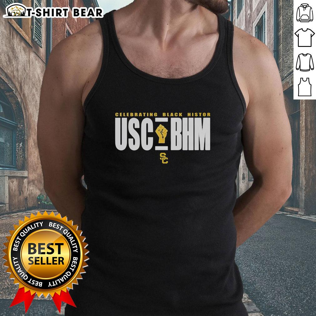 Alt Text: Black History Month logo tank top featuring Hot Usc BHM design, perfect for celebrating Black culture and heritage.