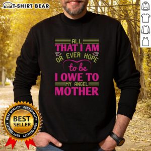 Cozy 'Nice All That I Am Or Ever Hope To Be I Owe To My Angel Mother' sweatshirt in soft fabric, perfect for gifts.