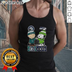 Nice Seattle Washington tank top featuring Charlie Brown and Snoopy with Seattle Seahawks logo for fans.