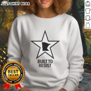 Official Built To Resist Minnesota map in star shape sweatshirt, showcasing unique design and durable fabric for comfort.