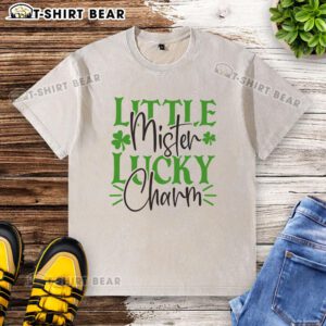 Official Little Mister Lucky Charm Washed T-Shirt in soft fabric, featuring a playful design and vibrant colors for kids.