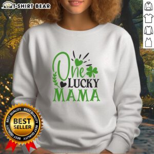 Alt Text: Official One Lucky Mama Irish Sweatshirt featuring a stylish design perfect for St. Patrick's Day celebrations.