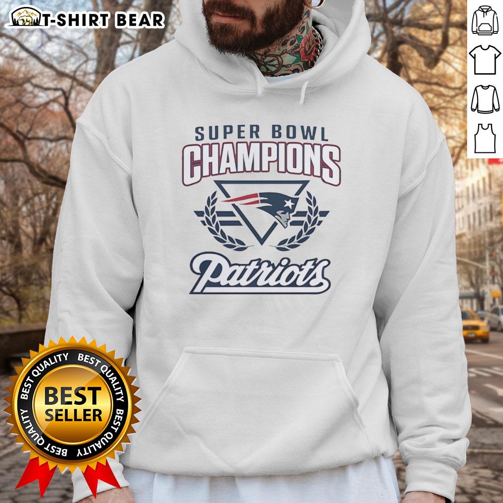 Official Super Bowl Champions New England Patriots football hoodie showcasing team logo and championship design.