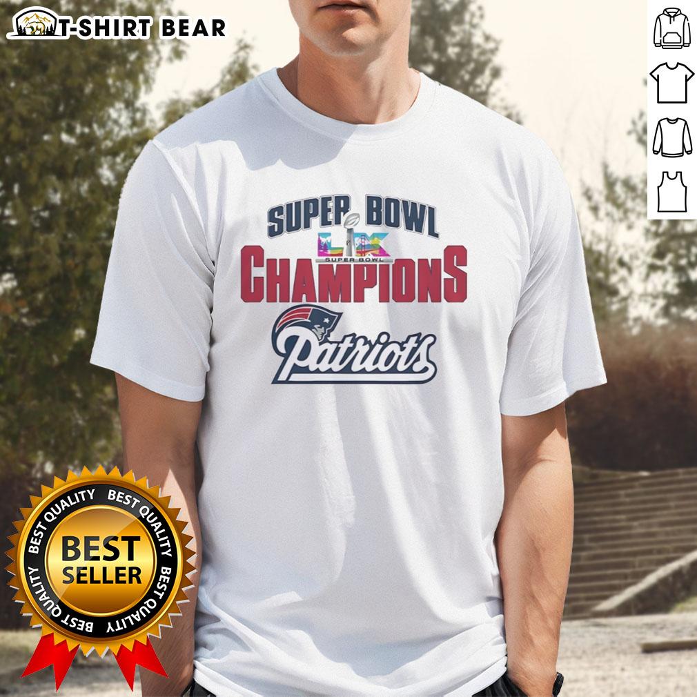 Alt Text: Official Super Bowl LX Champions New England Patriots Football T-Shirt featuring team logo and championship design.