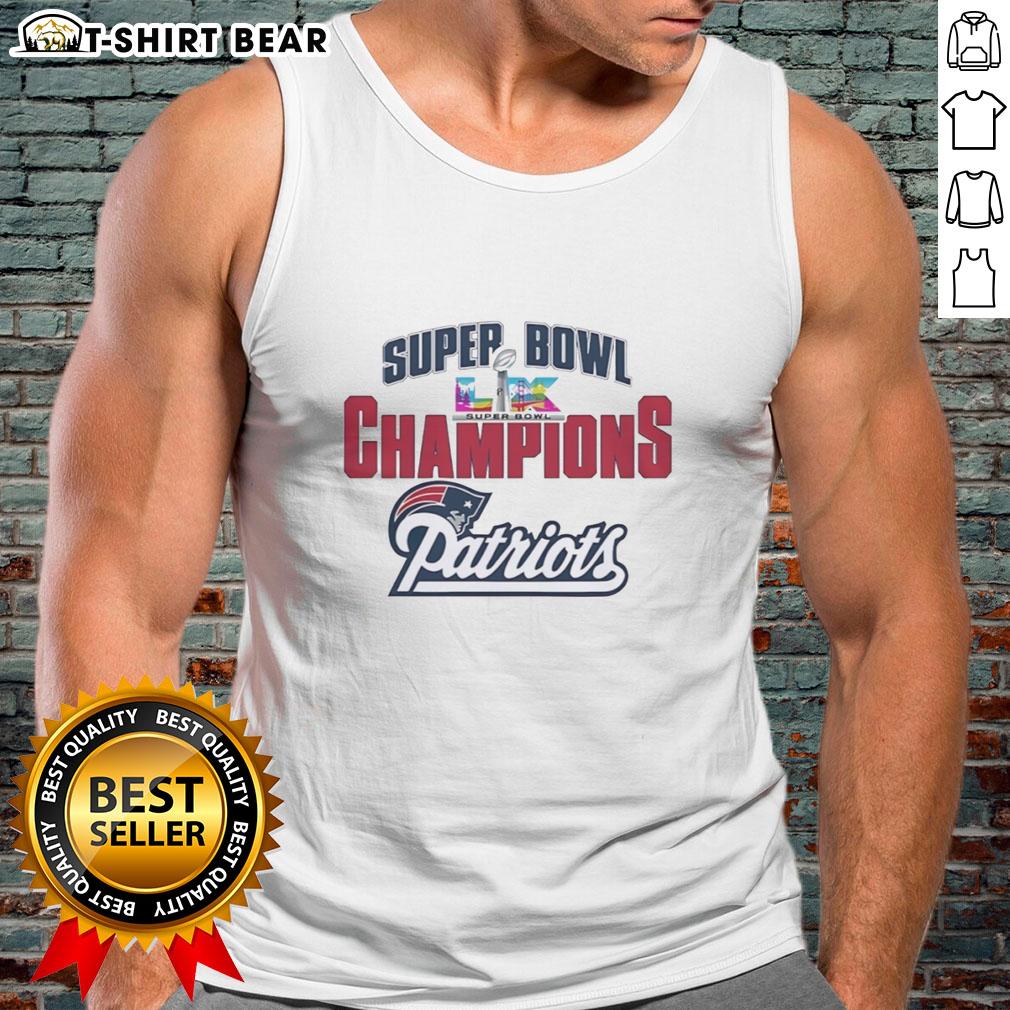 Official Super Bowl LX Champions New England Patriots football tank top featuring team logo and vibrant design.