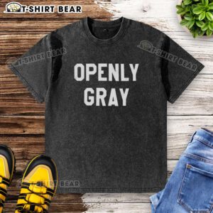 Adrianne Curry wearing an original gray washed t-shirt, showcasing a stylish and casual look in fashion.