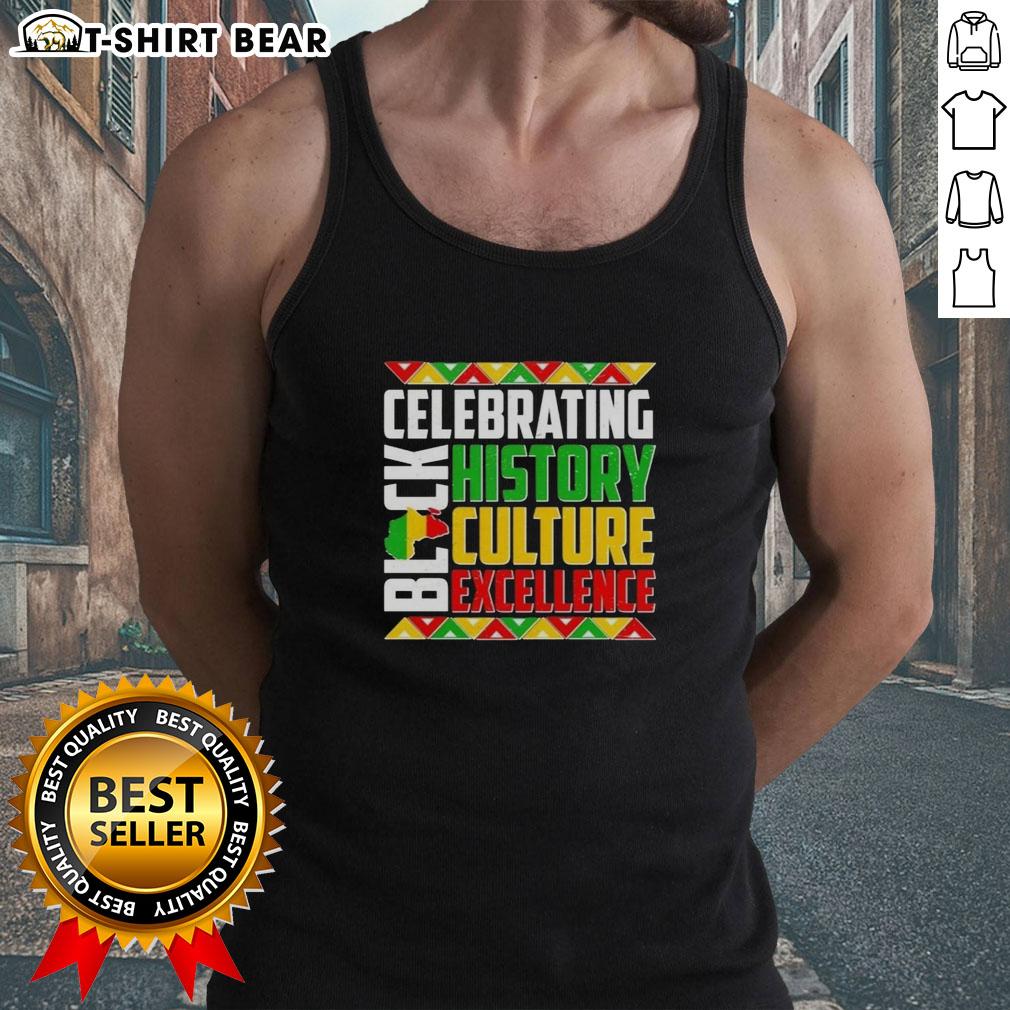 Original Celebrating Black History Culture Excellence Tank Top showcasing vibrant design and empowering message.