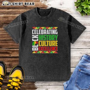 Original Celebrating Black History Culture Excellence washed t-shirt showcasing vibrant design and meaningful message.