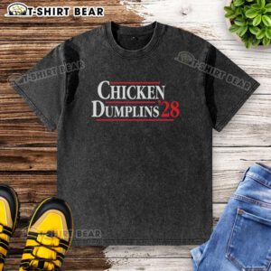 Original Chicken Dumplins washed t-shirt featuring a fun design, perfect for casual wear and food lovers.