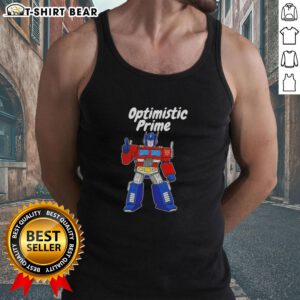 Original Elon Musk Optimistic Prime tank top featuring a bold graphic design, perfect for fans of innovation and style.