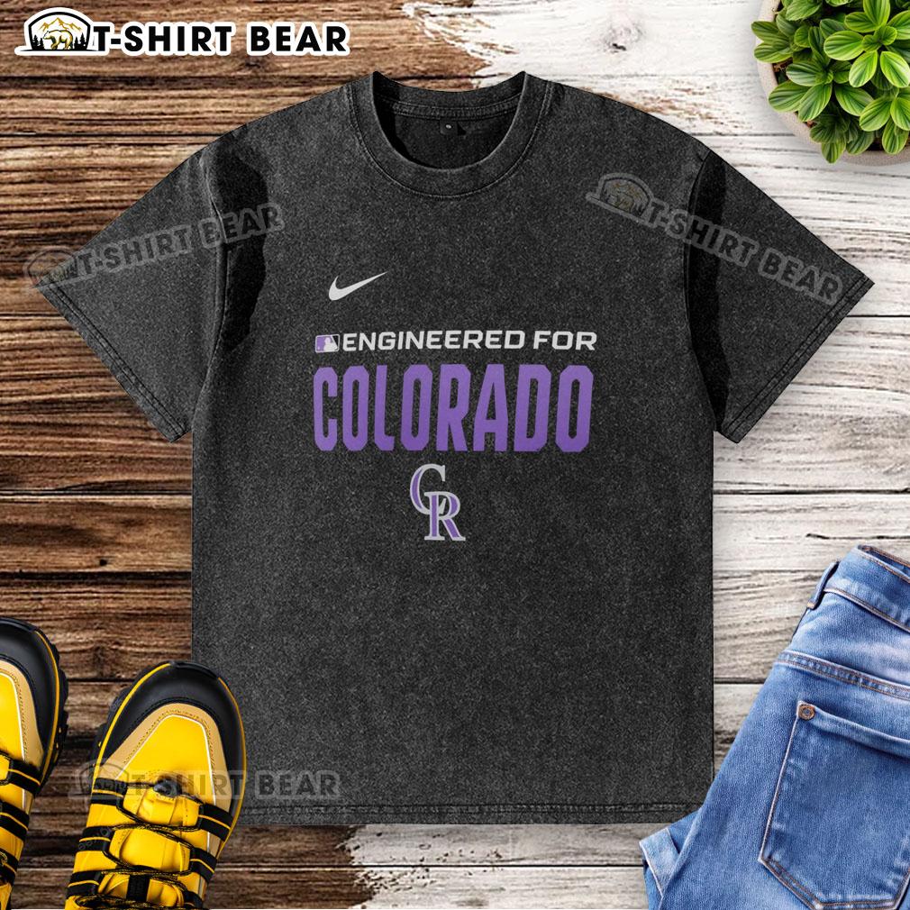 Alt Text: Original Engineered for Colorado Rockies MLB logo washed t-shirt, featuring a vintage design and soft fabric.
