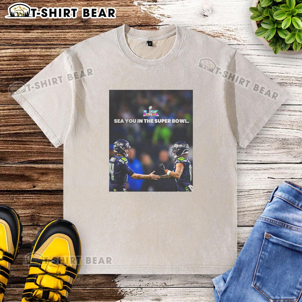 Original Seattle Seahawks 'Sea You in the Super Bowl' washed t-shirt showcasing team spirit and sportswear style.