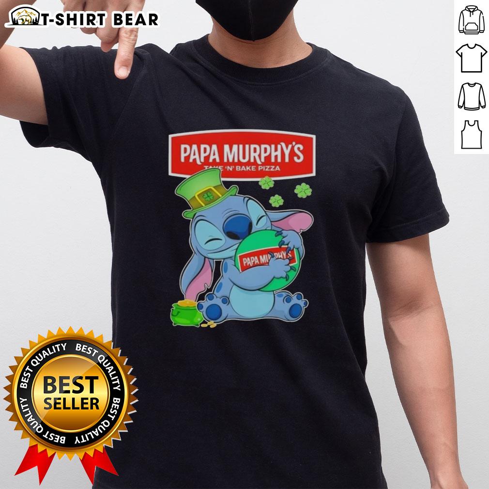Pretty Stitch Hug T-Shirt featuring Papa Murphy's logo for a festive Happy St. Patrick's Day celebration.