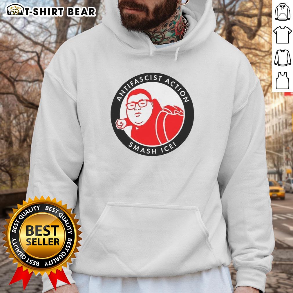 Top Antifascist Action Smash Ice Hoodie featuring bold graphics and a stylish design for activism and streetwear.