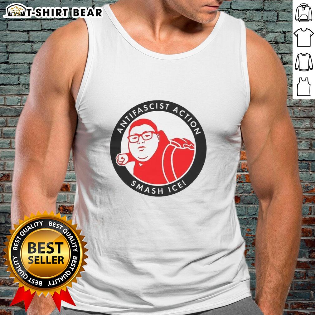 Top Antifascist Action Smash Ice Tank Top featuring bold graphics promoting anti-fascism and activism in streetwear fashion.