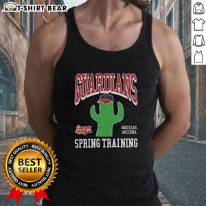 Alt Text: Top Cleveland Guardians Cactus League tank top featuring vibrant team colors and logo, perfect for baseball fans.