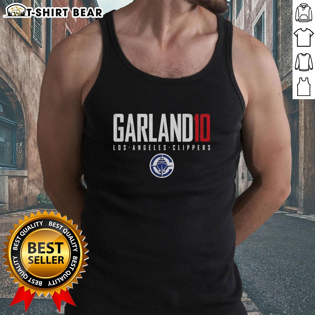Alt Text: Darius Garland wearing a stylish elite tank top featuring the Los Angeles Clippers logo, perfect for fans.