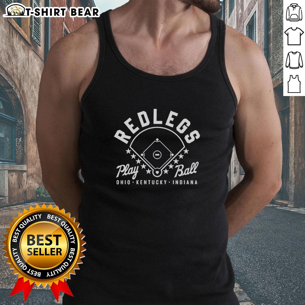 Top Redlegs Oki Baseball Play Ball tank top featuring Ohio, Kentucky, and Indiana design, perfect for baseball fans.