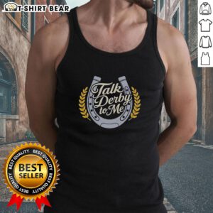 Trendy horseshoe tank top featuring 'Top Talk Derby To Me' design, perfect for horse racing fans and summer fashion.
