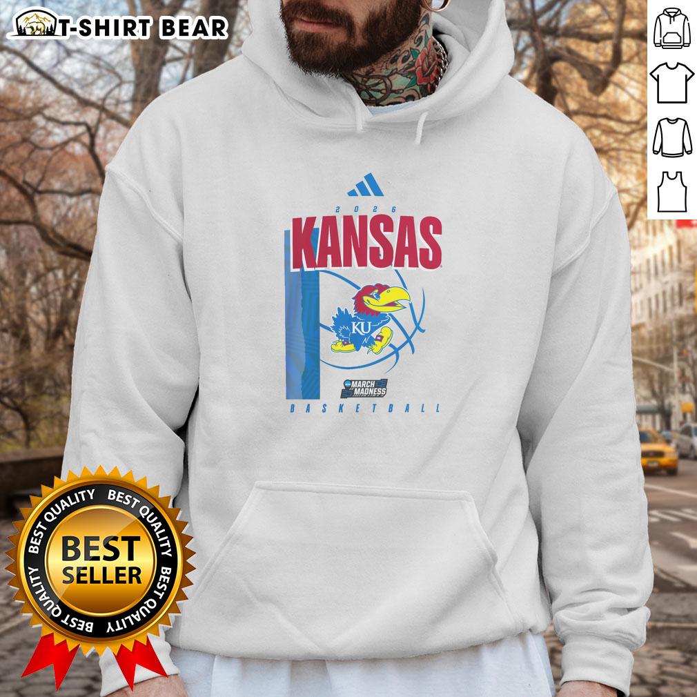 Alt Text: Awesome Kansas Jayhawks March Madness hoodie featuring vibrant team colors and logo, perfect for fans and game day.