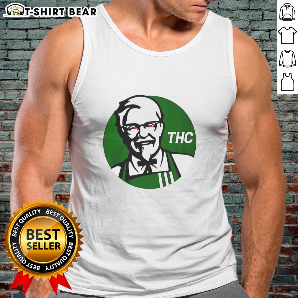 Awesome KFC THC logo parody tank top featuring a humorous design with cannabis elements and bold graphics.