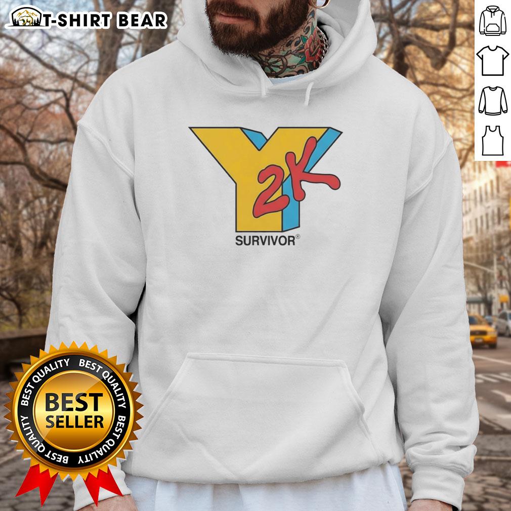 Good Y2K Survivor Logo Hoodie featuring vibrant colors and retro design, perfect for nostalgic fashion enthusiasts.
