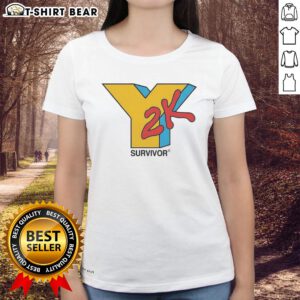 Good Y2K Survivor logo on a stylish ladies tee, showcasing retro fashion with a fun, nostalgic design.