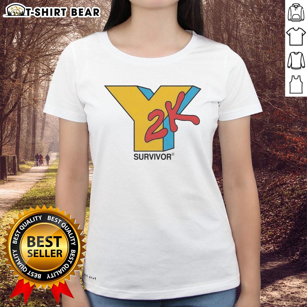 Good Y2K Survivor logo on a stylish ladies tee, showcasing retro fashion with a fun, nostalgic design.